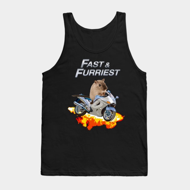 Fast and Furriest Parody Funny Cute Action Packed Motorcycle Flames Knock Off Brand Merch Tank Top by blueversion